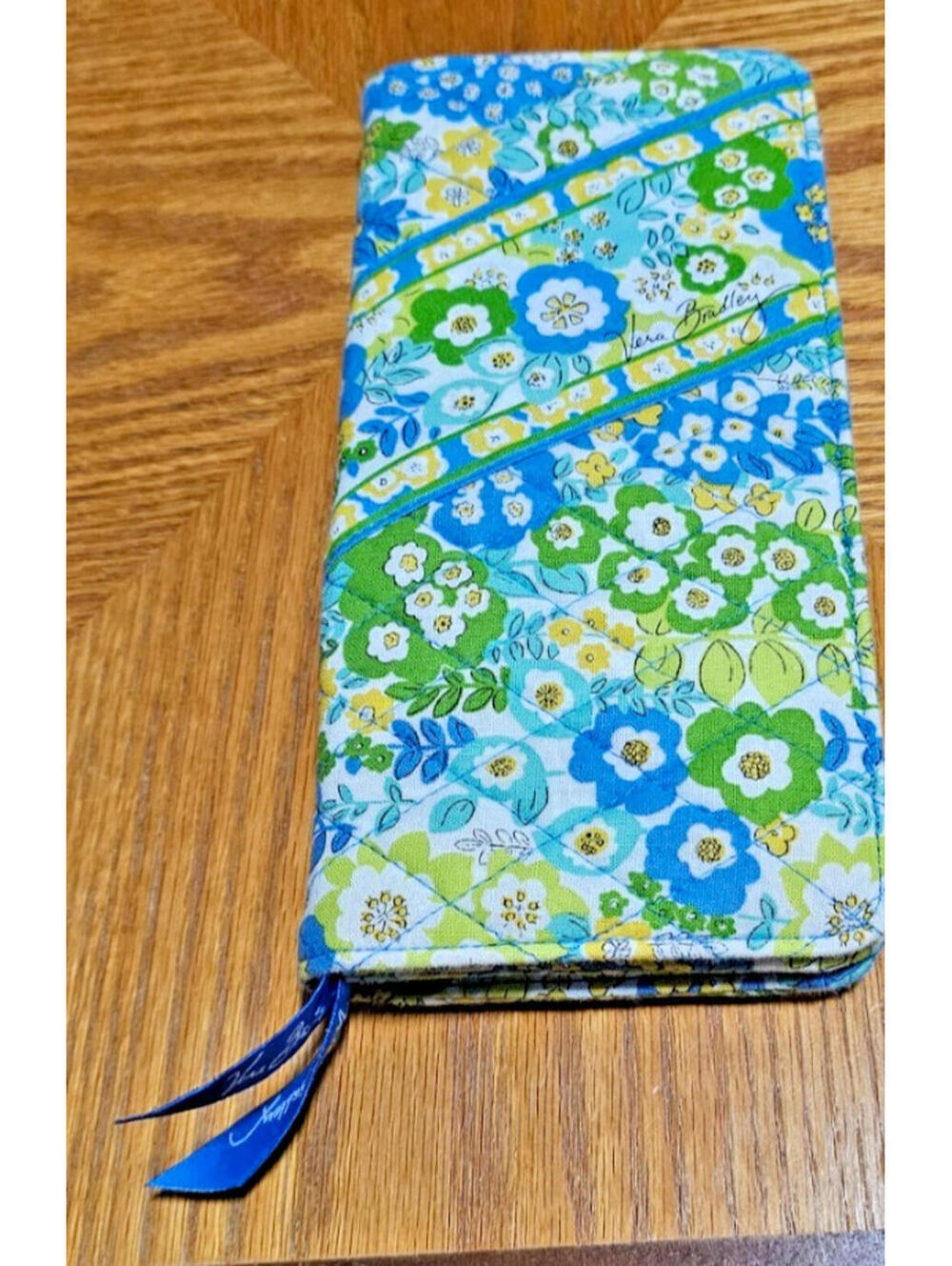 Vera Bradley Travel ID Passport Wallet  Magnetic, English Meadow Blue Yellow